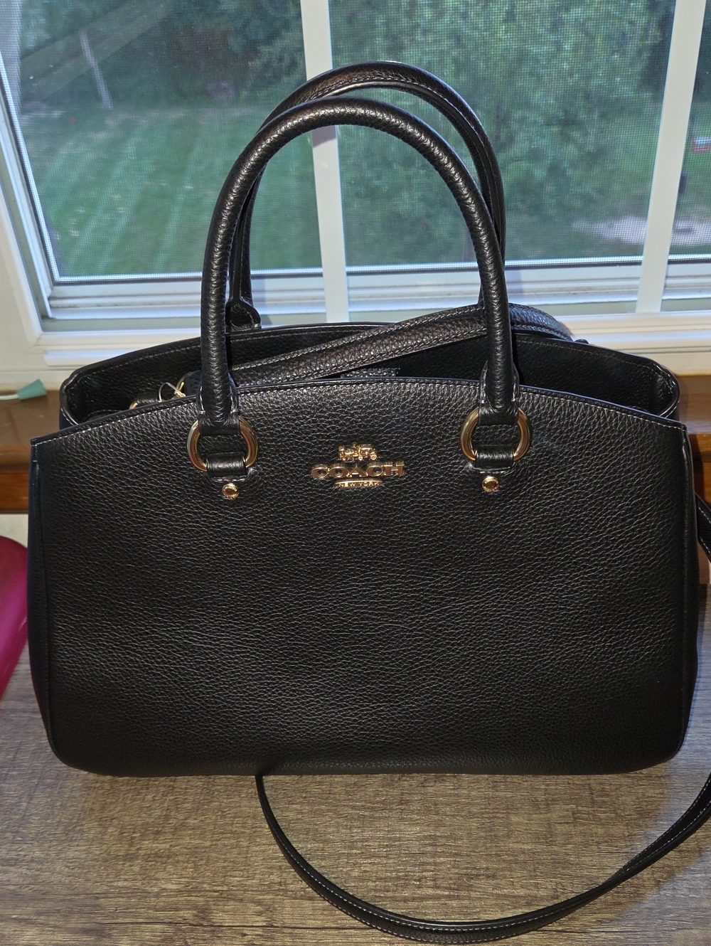Coach Black Pebbled Leather Satchel with Gold Hardware